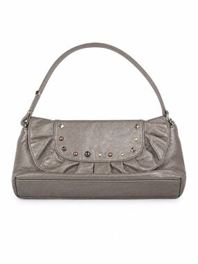 Y2K Taupe Studded Shoulder Bag | Airwalk Faux Leather Ruched Clutch